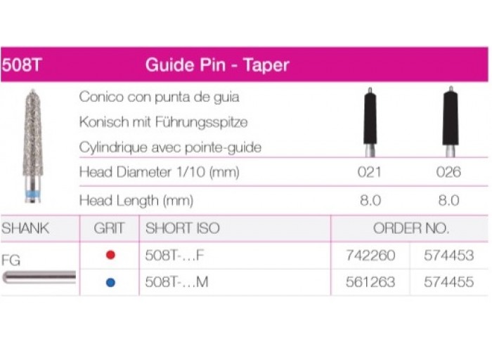 Guide Pin - Taper 508T-021 Guide Pin Taper 