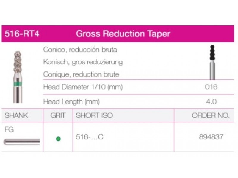 Gross Reduction Taper 516-016 Gross Reduction Taper 
